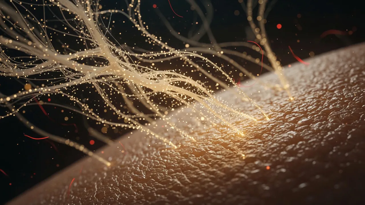 Warm cinematic film of light moving over skin, the opening frame of Body Intelligence
